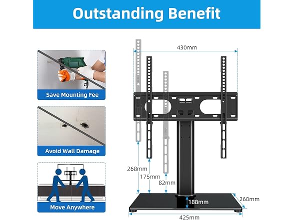 Suptek Table Top Pedestal TV Stand