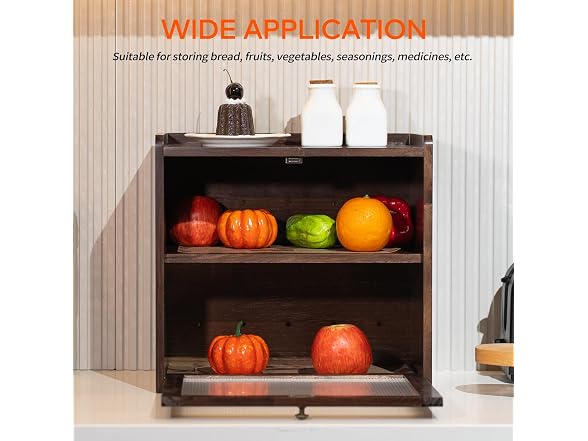 Wood Bread Box for Kitchen Countertop