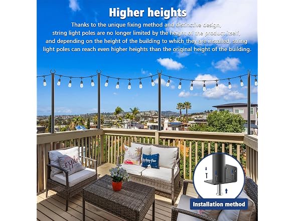 Beizelte 2-Pack 5ft String Light Poles