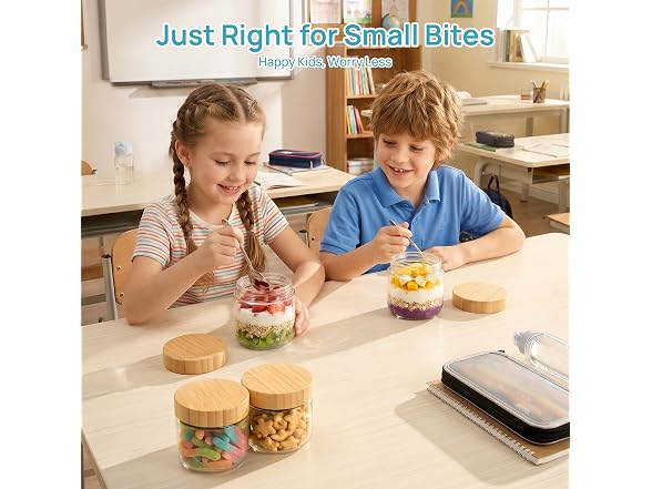 Vtopmart 4 Pack 10oz Glass Oats W/ Bamboo Lids
