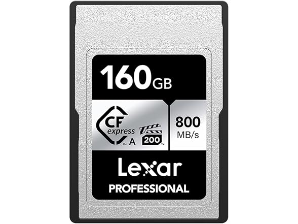 Lexar 160GB Professional CFexpress Type A SILVER Series Memory Card, Compatible with Sony Cameras w/ Type A Card Slot, Up to 800/700 MB/s Read/Write, 8K Video, VPG 200 (LCAEXSL160G-RNENG) (Open Box)