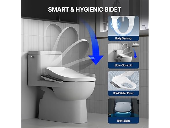 Inus N32 Electronic Bidet, Nightlight & Dryer, Elongated
