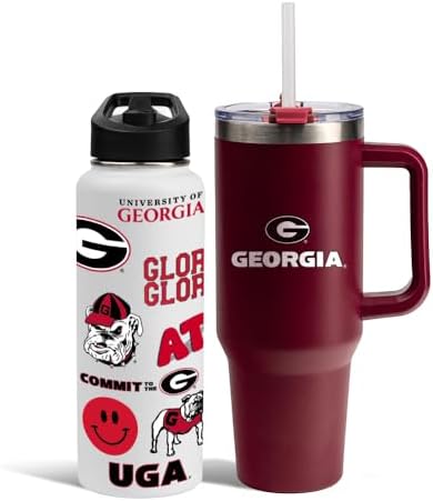 Memory Company NCAA Water Bottle and Tumbler with Straw Set