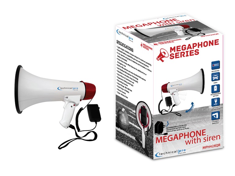 Technical Pro TPROE-MPH42XQR Rechargable Megaphone with Han