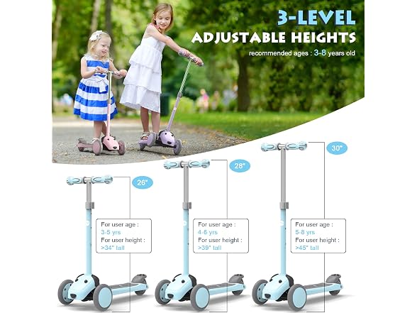 MOUNTALK Adjustable Kids Scooter Ages 1-12