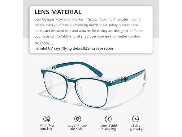 LeonDesigns Safety Glasses Anti-Fog