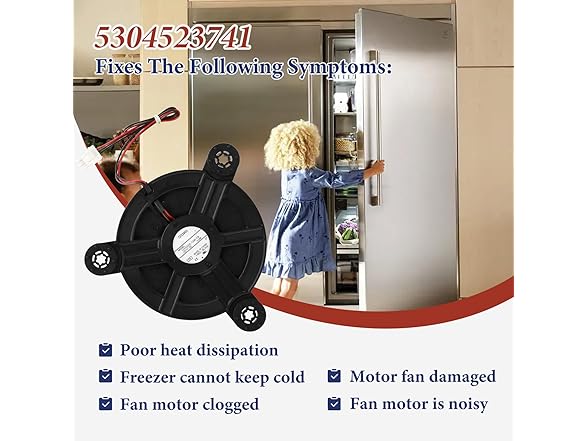 GREALTH 5304523741 Freezer Fan Motor
