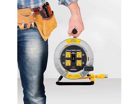 Link2Home 50ft 12/3AWG 13A HD Metal Cord Reel