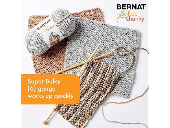 Bernat Softee Chunky Yarn, 3.5 Oz, Gauge 6 Denim