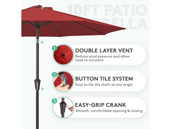 JEAREY 10FT Outdoor Market Umbrella
