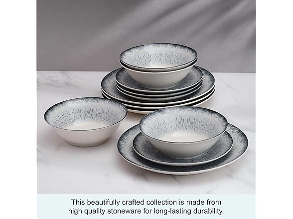Mikasa Matteo 12 Piece Dinnerware Plate Bowl Set