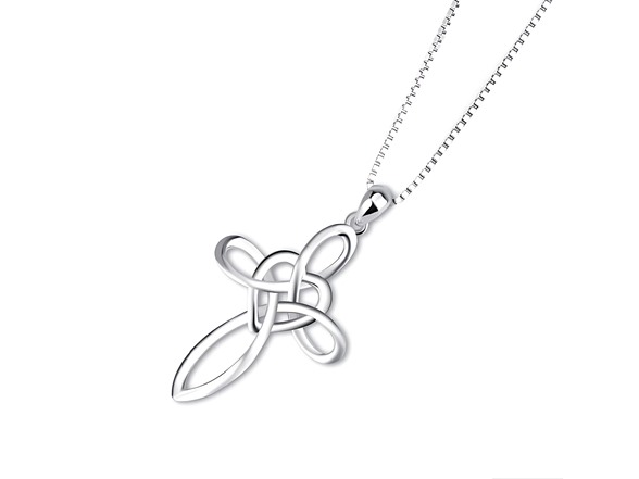 White Gold Plated Celtic Cross Necklace