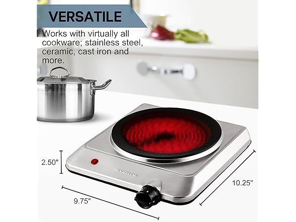 OVENTE Countertop Infrared Single Burner, 1000W