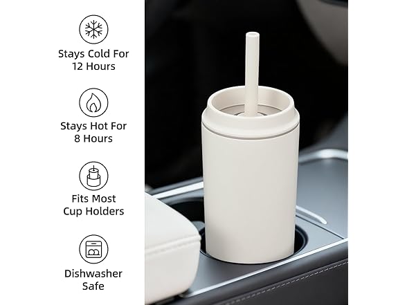 BJPKPK Insulated Tumbler with Lid and Straw,12 oz White