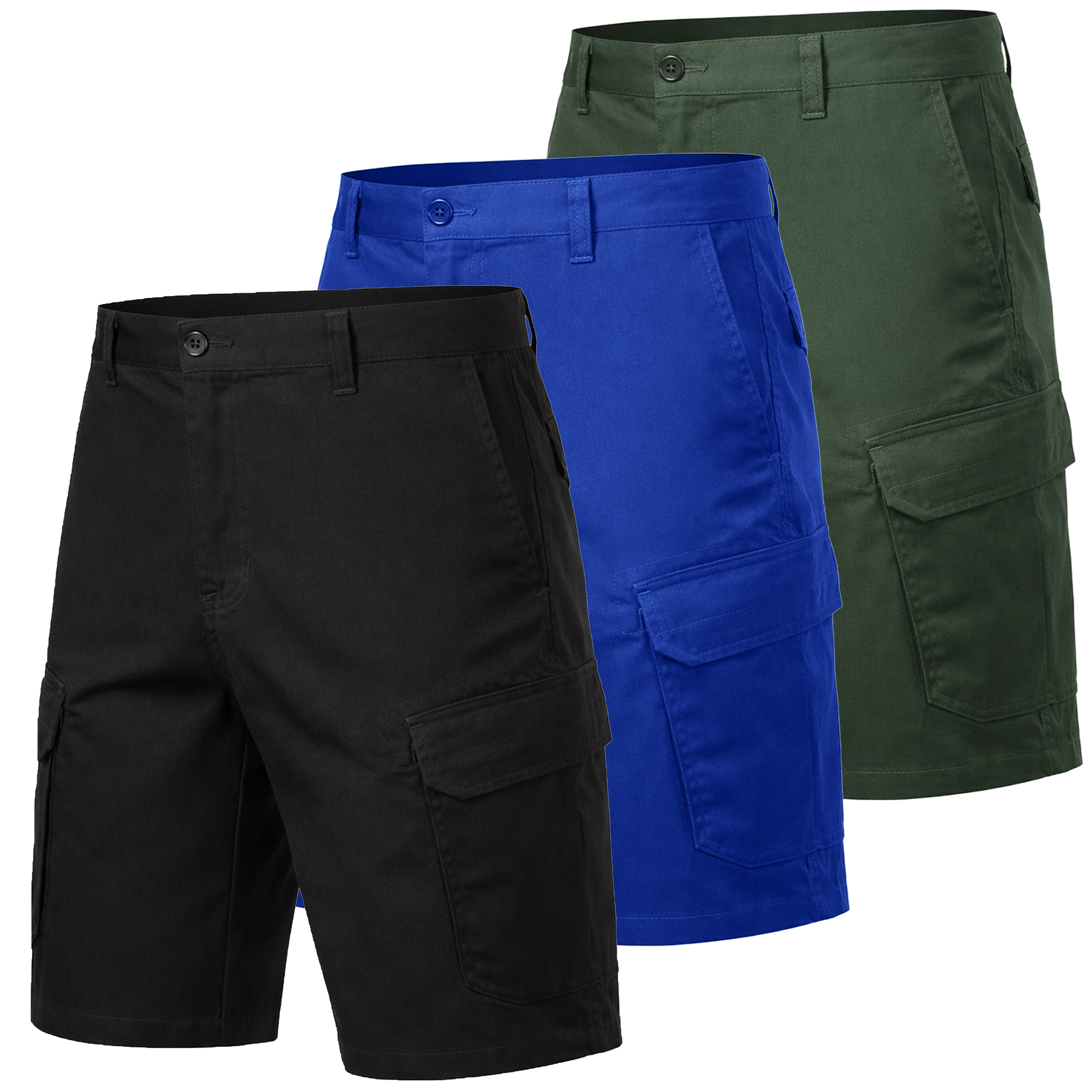 3Pk Mens Cotton Stretch Cargo Shorts - Gallery 22