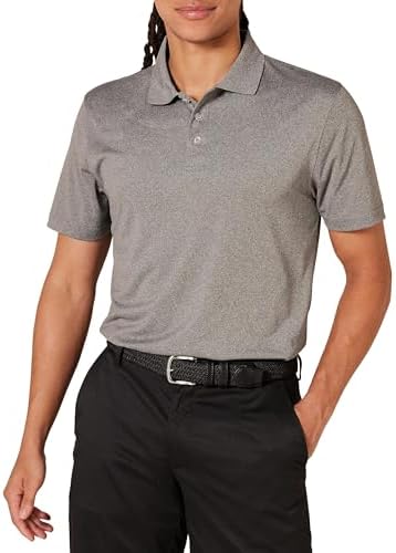 Amazon Essentials Men's Golf Polo Shirt, Short Sleeve, Slim-Fit, Quick-Dry, Medium Grey Heather, Medium