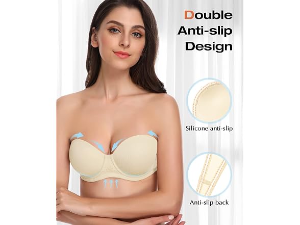 Wingslove Women (34B) Strapless Full Figure Bra
