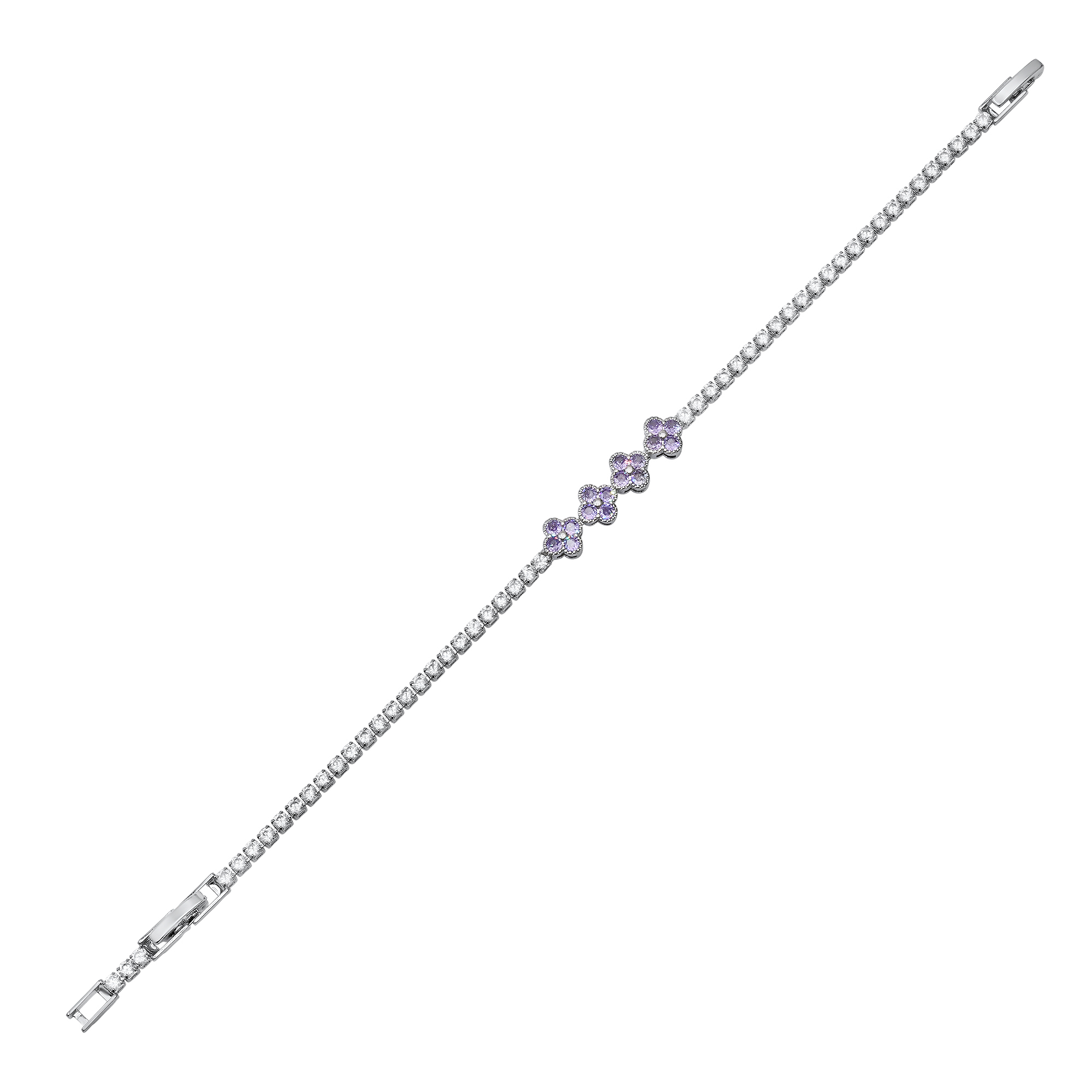 CZ Blossom Accent Tennis Bracelet - Gallery 9