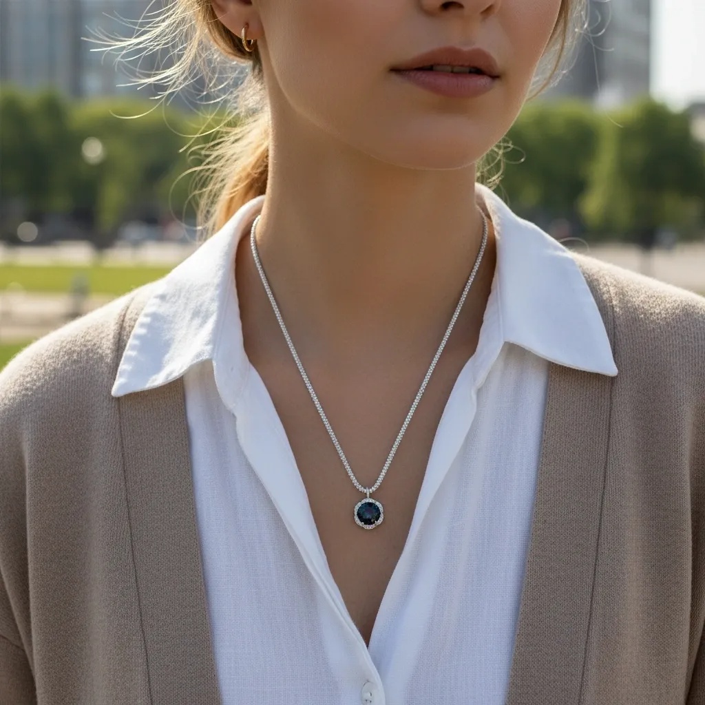 Rainbow Moissanite Diamond Necklace - Gallery 5