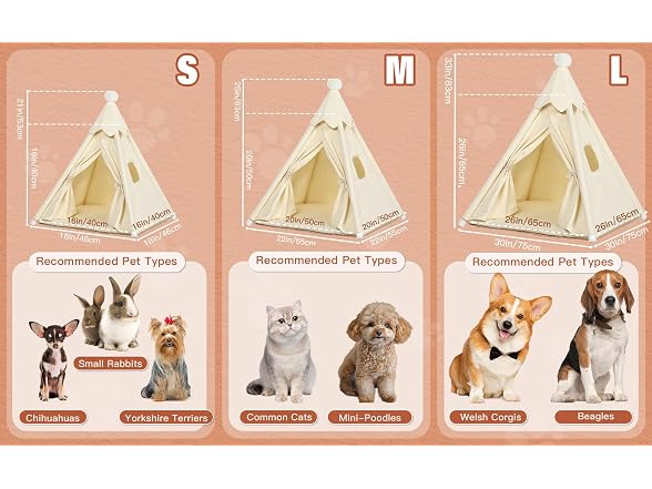 LOOBMBNS Standard Cat & Mini Dog Teepee Tent House