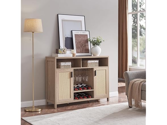 Alaxgumrol Coffee Bar Cabinet, Rattan Buffet