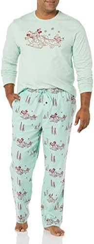Amazon Essentials Disney | Marvel | Star Wars Men's Flannel Pajama Sleep Sets, Mickey Winter - Mens, Small