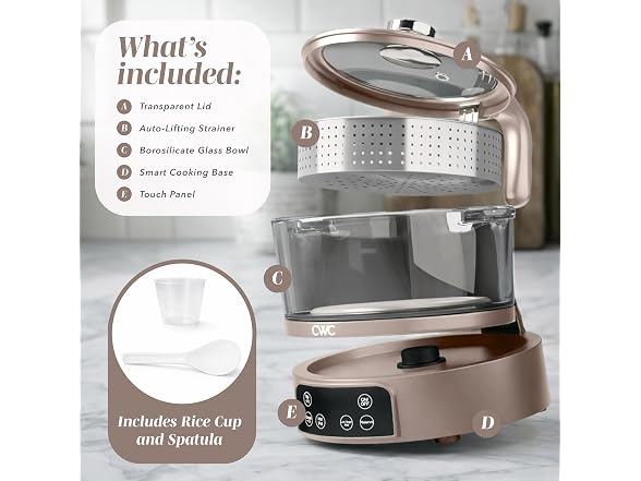 COOK WITH COLOR Glass Mini Low Carb Rice Cooke