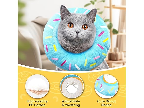 Footfox Cat Cone Collar, Blue, Large