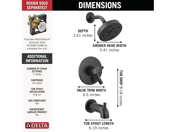 Delta Faucet Trinsic 17 Series Dual-Function Tub and Shower