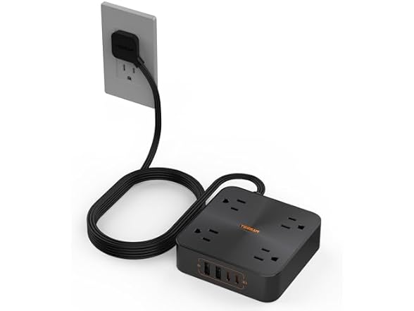 TESSAN 6ft Power Strip (4 Outlets, 4 USB)
