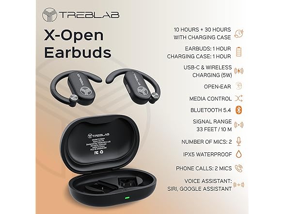 (NEW) TREBLAB X-Open Ear Wireless Earbuds