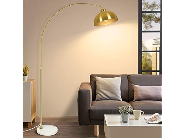 GoBright Contemporary Gold 73" Arc Floor Lamp with Dome Shade