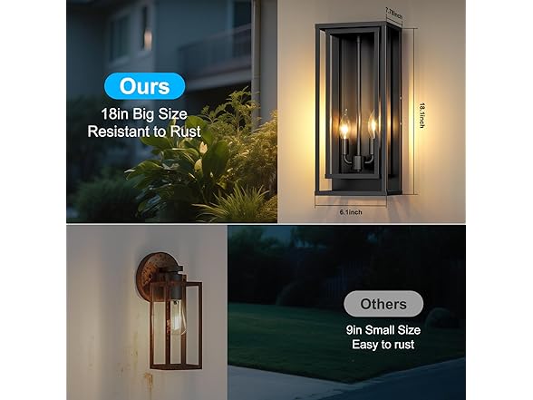 VerRon 2-Pack Large Outdoor Wall Lanterns