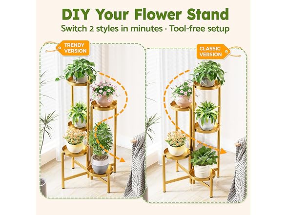 NQW Tall Gold Plant Stand Indoor Gold