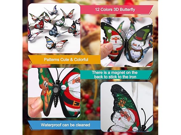 3D Christmas Butterfly Wall Decals