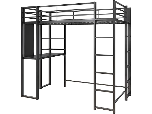 DHP Abode Twin Size Metal Loft Bed, Black