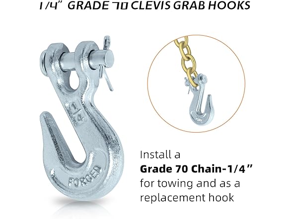 PALOZO 1/4" Clevis Grab Hook 6pk
