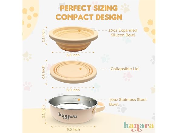 HANARA 2-in-1 Insulated Dog Bowl