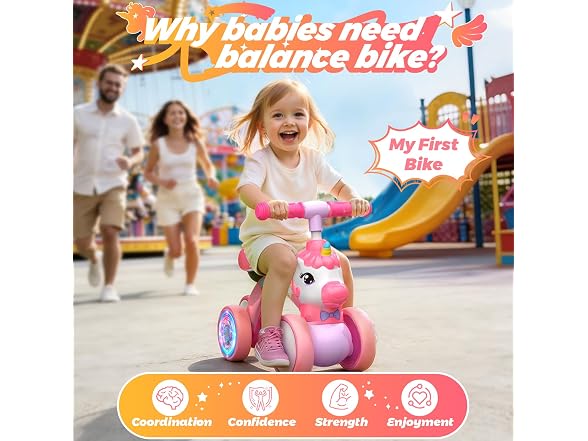 Kkdi Unicorn Baby Balance Bike Ride on Toy