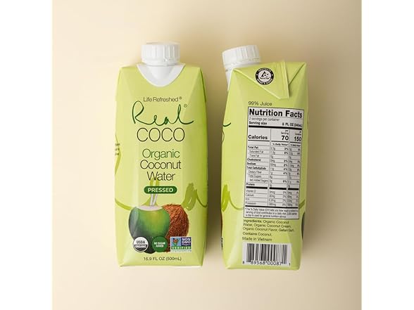 12PK Real Coco Organic Pressed Coconut Water