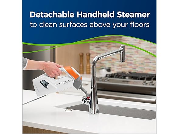 Bissell PowerFresh Lift-Off Pet Steam Mop, Steamer, Tile, Bathroom, Hard Wood Floor Cleaner, 1544A, Orange (Open Box)