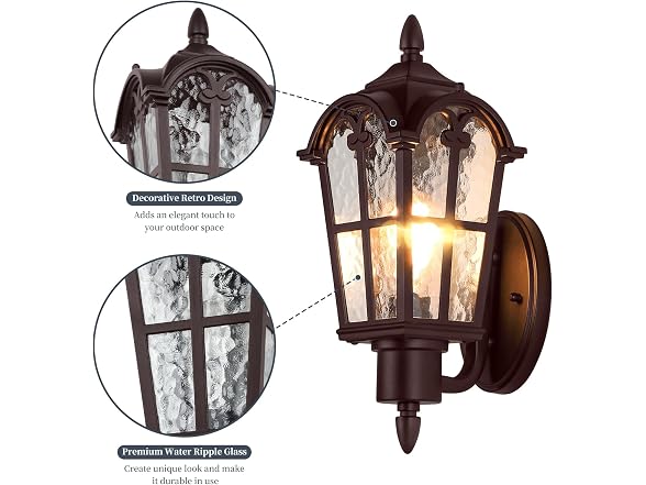BesLowe 2-Pack Outdoor Wall Light Brown - Gallery 3