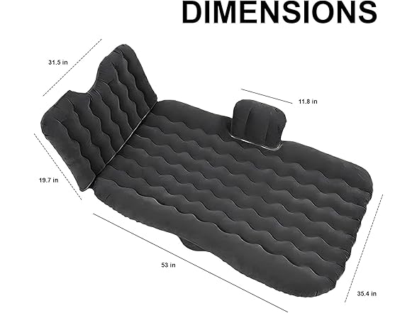 Zone Tech TA0003 Inflatable Car Travel Air Mattress Black