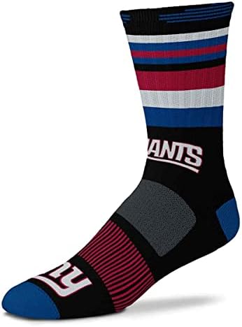 For Bare Feet Mens NFL New York Giants Black Rave Crew Sock Large
