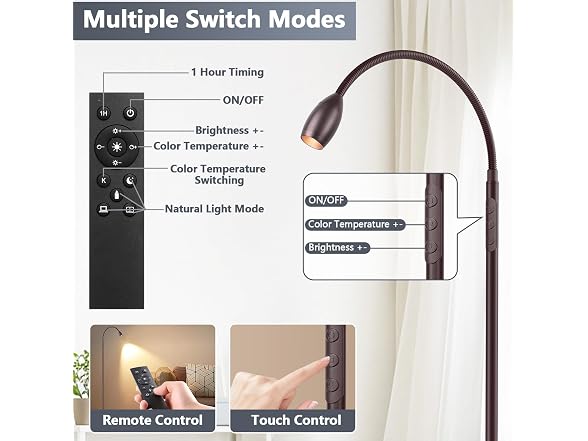 AUZONIMICS Reading Floor Lamp, Bronze