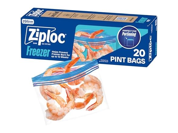 Ziploc Pint Food Storage Freezer Bags Grip n Seal
