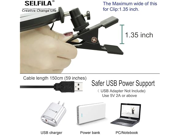 5 Dimmable Ring Light Clip On 2-Pack