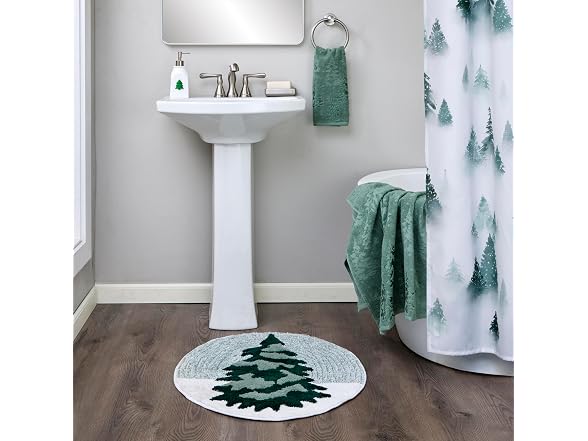 SKL Home Christmas Winter Pines Fabric Shower Curtain
