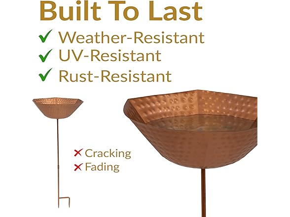Sunnydaze Hammered Copper Bird Bath
