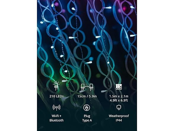 Twinkly TWW210SPP-TUS Twinkly Curtain 210 RGB+W Lights